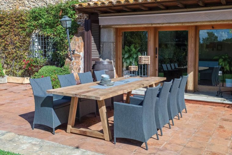 Grande Table De Jardin Pour Repas En Teck Recyclé De La ... pour Grande Table De Jardin