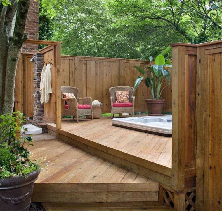 Jacuzzi Extérieur Et Spa Outdoor - 100 Idées Pour En ... encequiconcerne Salon Exterieur Bois