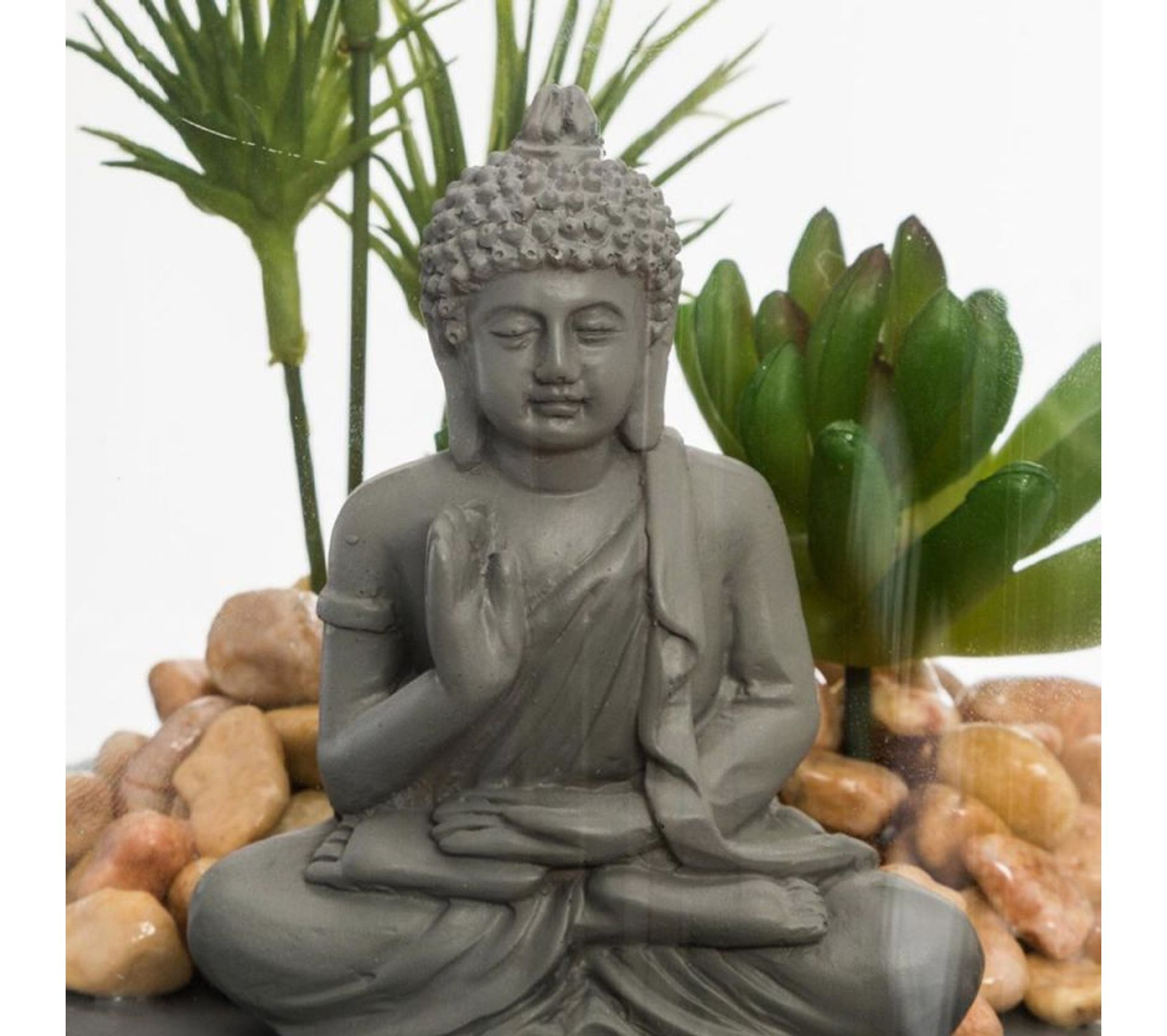 Jardin Zen Sous Cloche &quot;Bouddha&quot; 20 Cm Gris - Statue ... intérieur Statue Jardin Zen
