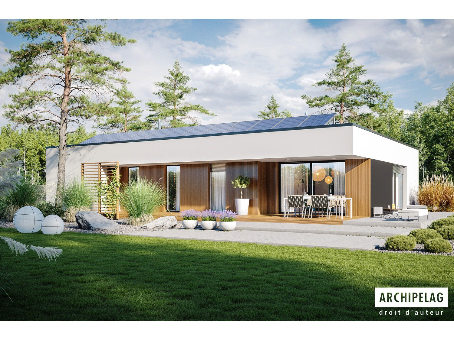 Maison Ossature Bois Kit &quot;Mini 4 Modern&quot; 125 M² + Garage ... destiné Prix Maison Toit Plat