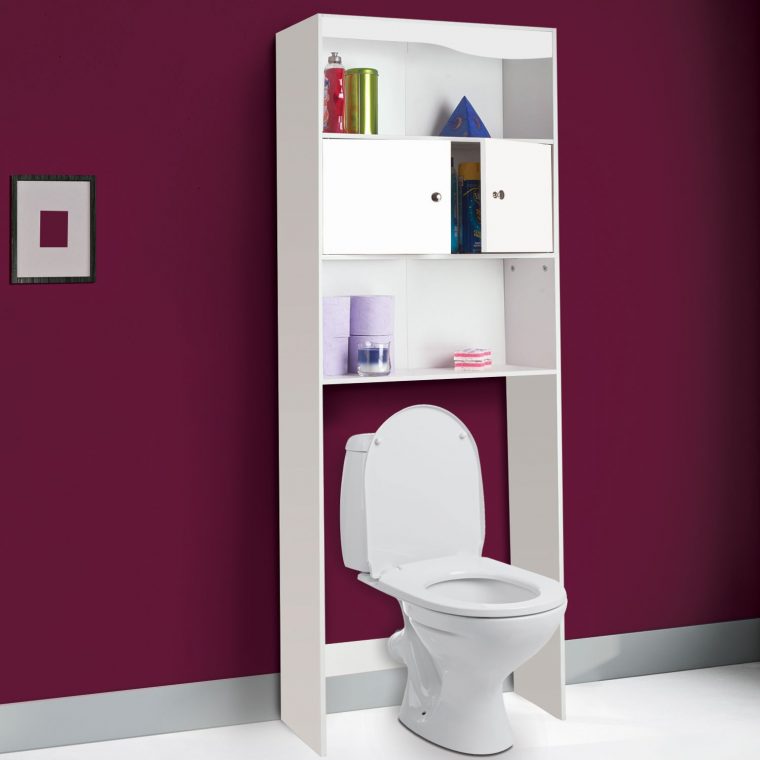 Meuble Étagère Dessus Wc Bois Coloris Blanc Meubles Et ... dedans Meuble Haut Wc