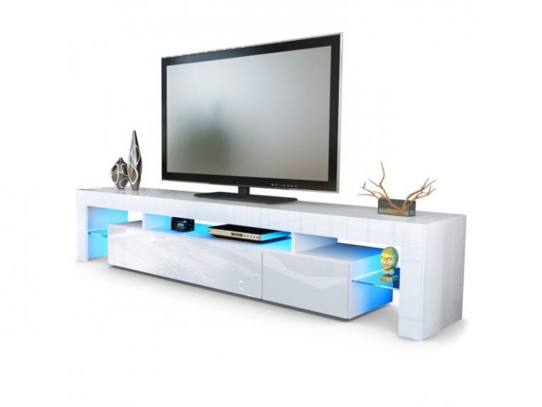 Meuble Tv Blanc 189 Cm Avec Led - Vente De Meuble Tv ... à Montage Meuble Conforama