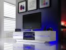 Meuble Tv Blanc Laqué Design Led Bleu Pour Salon concernant Meuble Télé Blanc Laqué