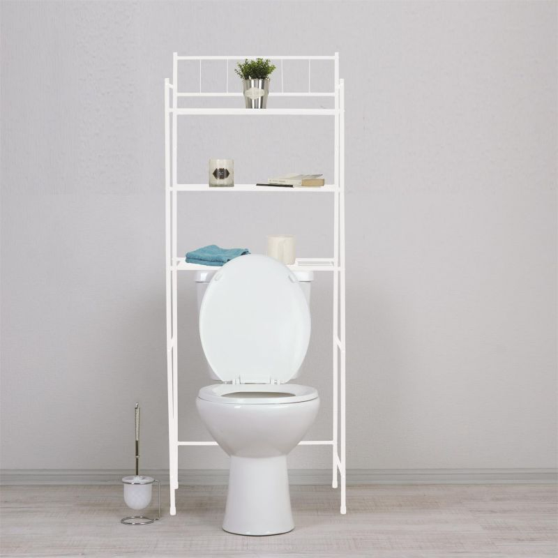 Meuble Wc 3 Étagères &quot;Toilettes&quot; 160Cm Blanc intérieur Meuble Haut Wc