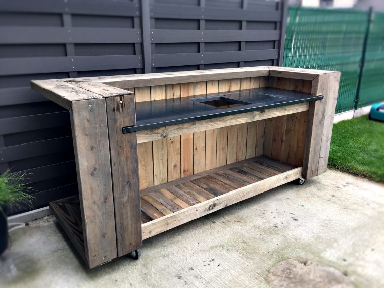 Pallet Outdoor Kitchen Bar | Palette Extérieure, Mobilier ... intérieur Meuble En Palette A Vendre