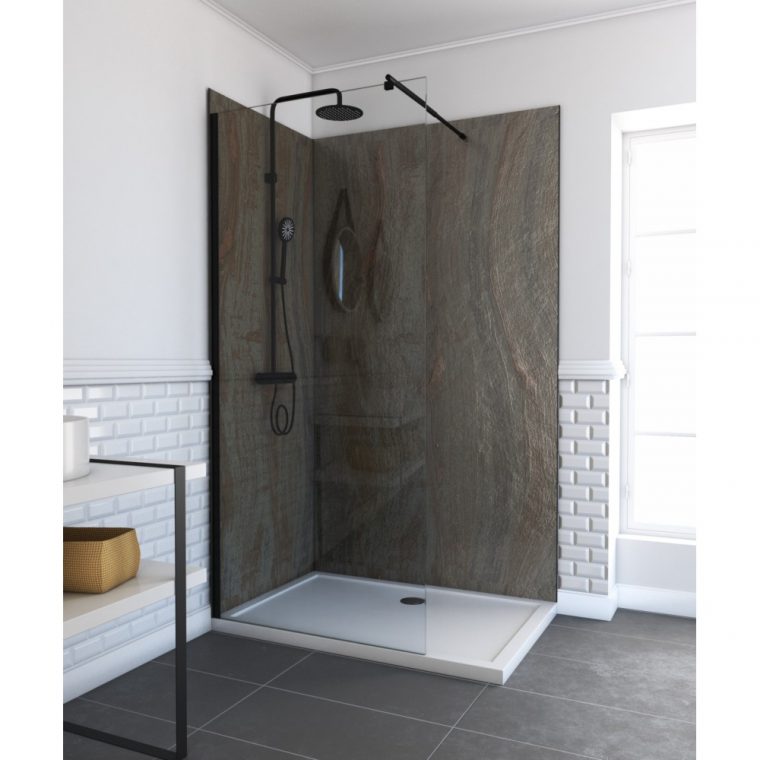 Panneau Mural De Douche Aurlane Homestone Forest L.0,3Xl ... avec Panneau De Douche Leroy Merlin