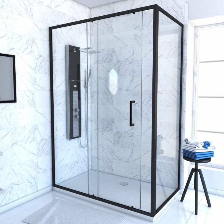 Paroi Porte De Douche Coulissante + Retour 140X90Cm ... tout Porte Coulissante Douche 140