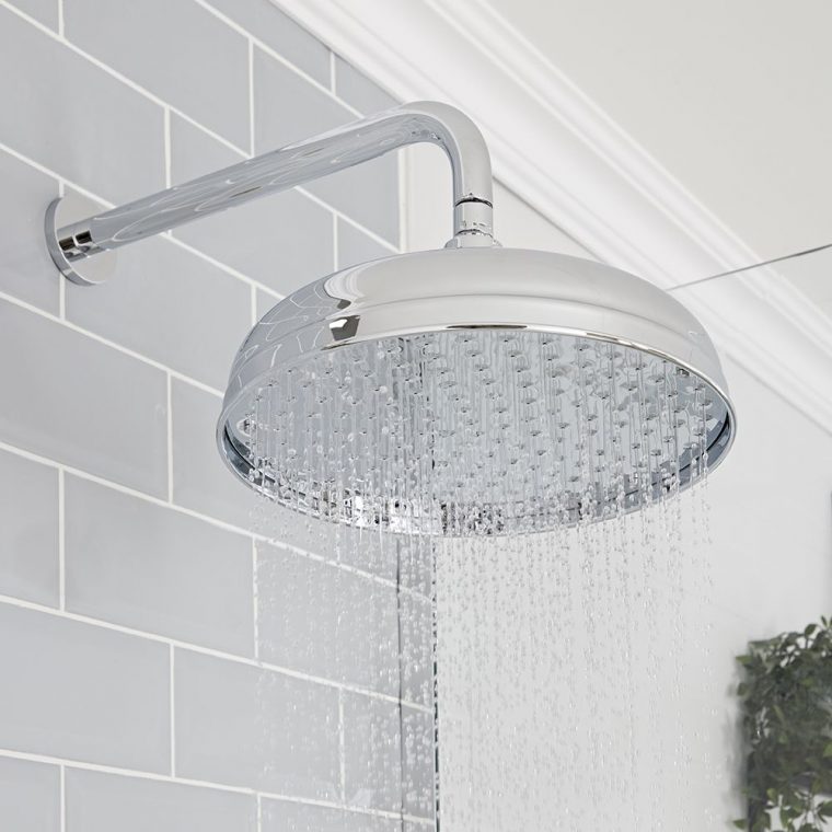 Pommeau De Douche Ø 30 Cm Avec Bras Mural - Chromé - Elizabeth serapportantà Joint Pommeau De Douche