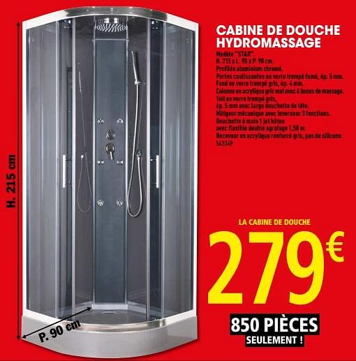 Promotion Brico Depot: Cabine De Douche Hydromassage Star ... destiné Cabine De Douche Solaire