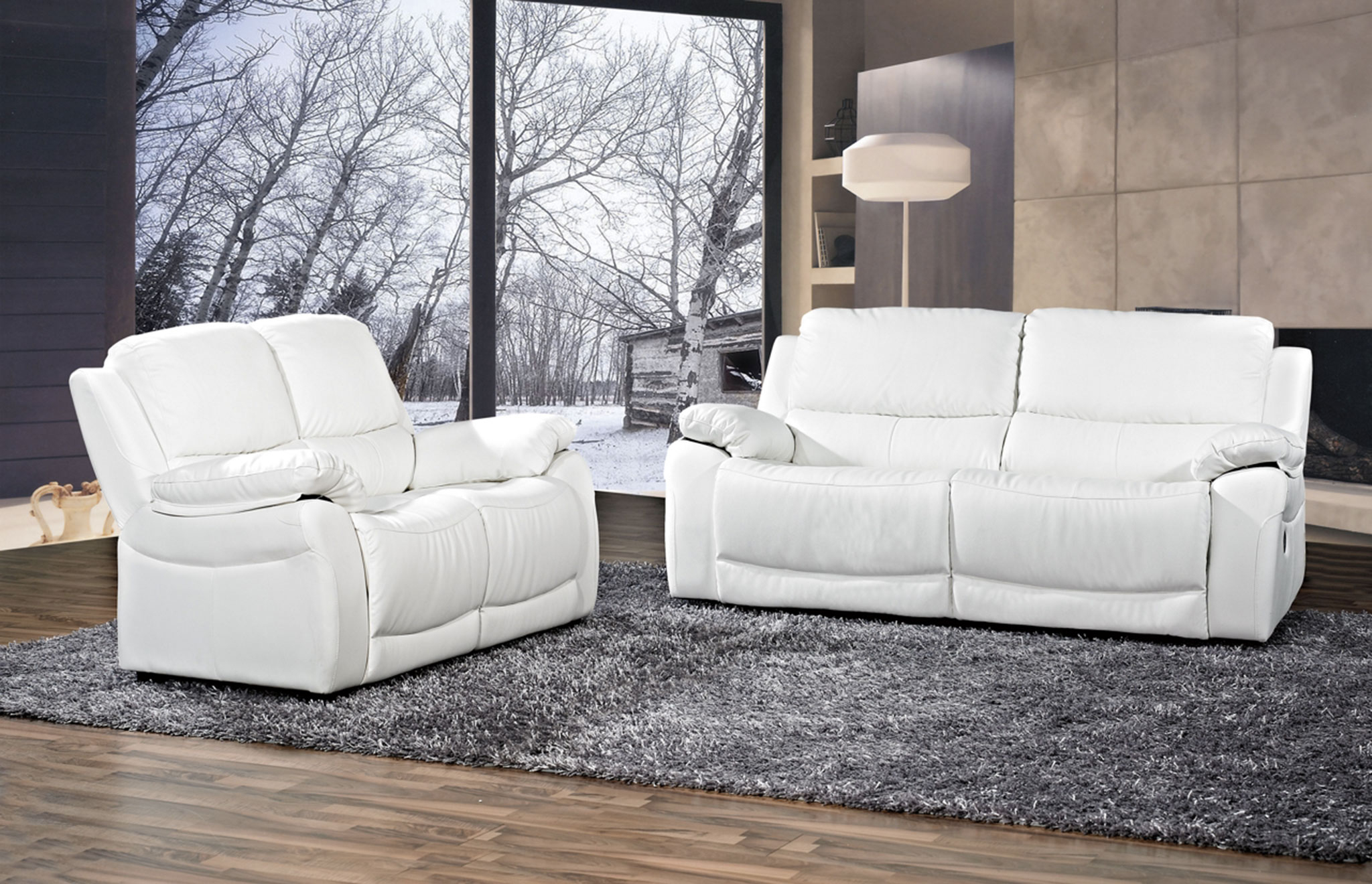 Salon Cuir Blanc - Royal Sofa : Idée De Canapé Et Meuble ... avec Salon Canape Cuir