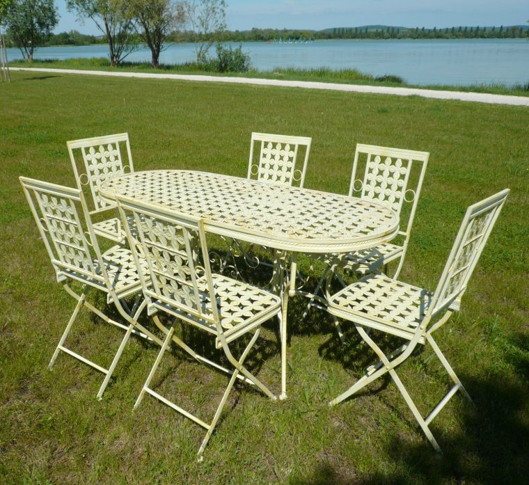 Salon De Jardin En Fer Forgé - Tables - Chaises - Bancs avec Salon De Jardin En Fer Forge