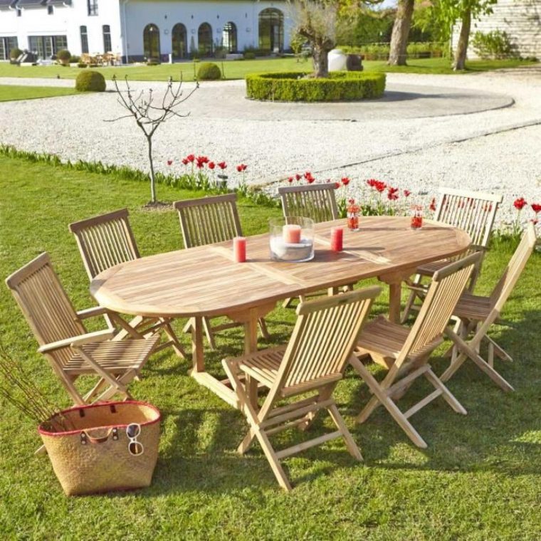 Salon De Jardin En Teck Brut Qualite Grade A 8/10 Pers ... pour Salon De Jardin Teck