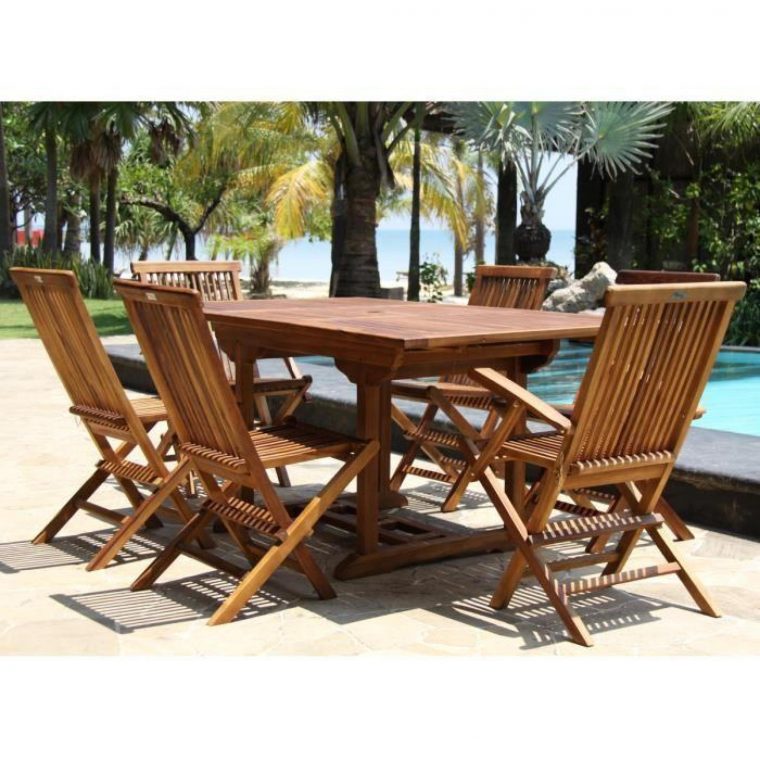 Salon De Jardin Teck Huilé 6/8 Pers Table Rect … - Achat ... concernant Table De Jardin En Bois Pas Cher