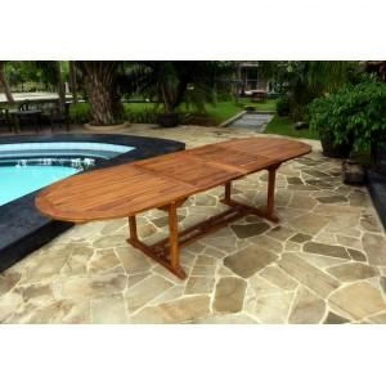 Table De Jardin En Teck Xxl Double Rallonge - Achat/Vente ... destiné Table De Jardin Bois Pas Cher