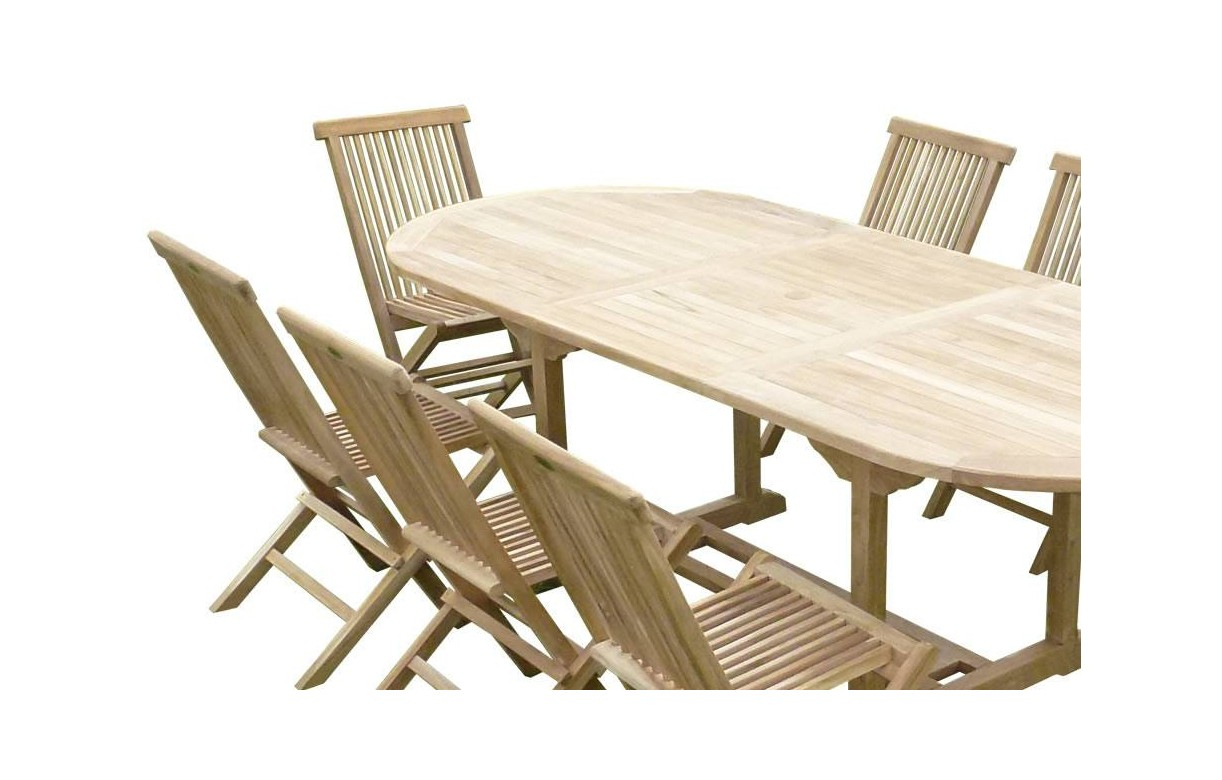 Table De Jardin Ovale Avec Rallonge En Teck Massif + 8 Chaises pour Table Jardin Rallonge