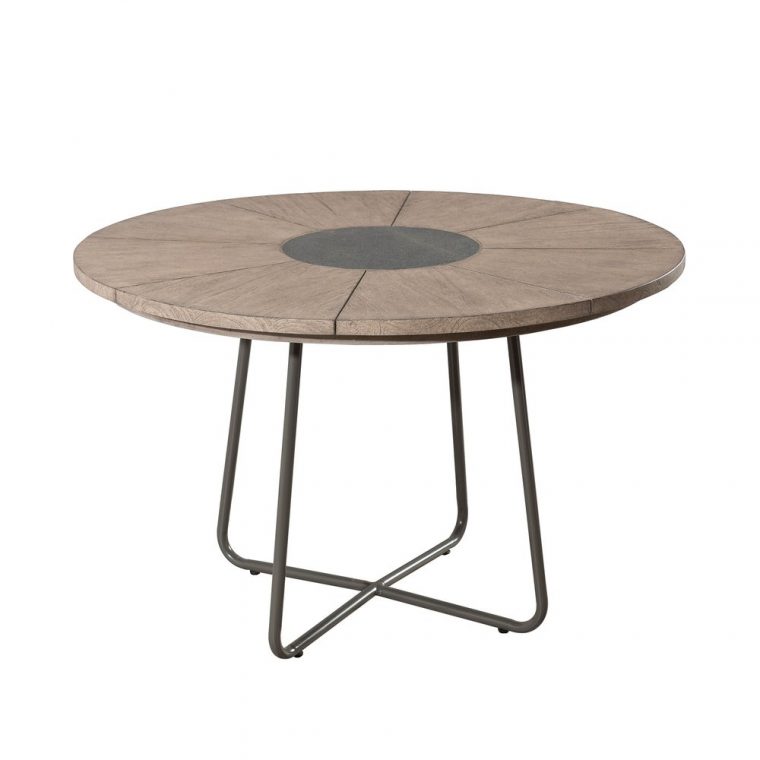 Table De Jardin Ronde En Teck Et Acier - Phuket | Maison ... avec Table Ronde Jardin