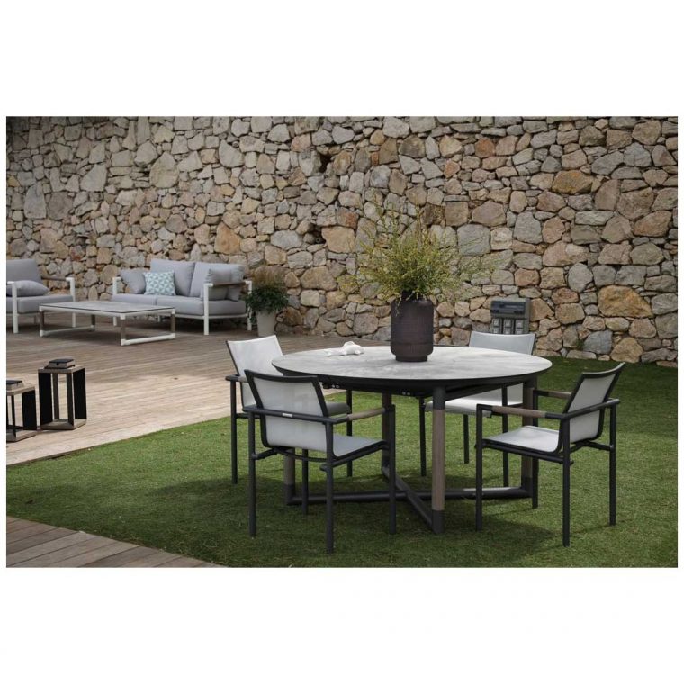 Table Ronde Extensible Bastingage - Grise - Les Jardins intérieur Table Jardin Grise