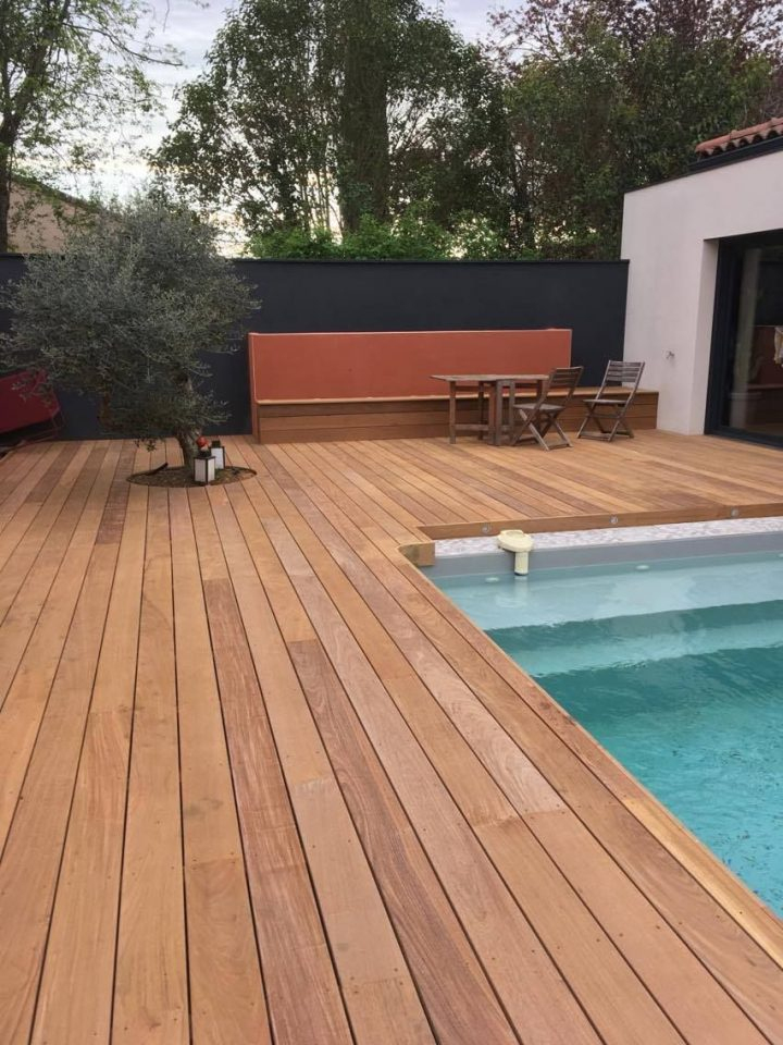 Terrasse Bois Plage Piscine Bois Jardinière Banquette ... intérieur Plancher Exterieur Bois