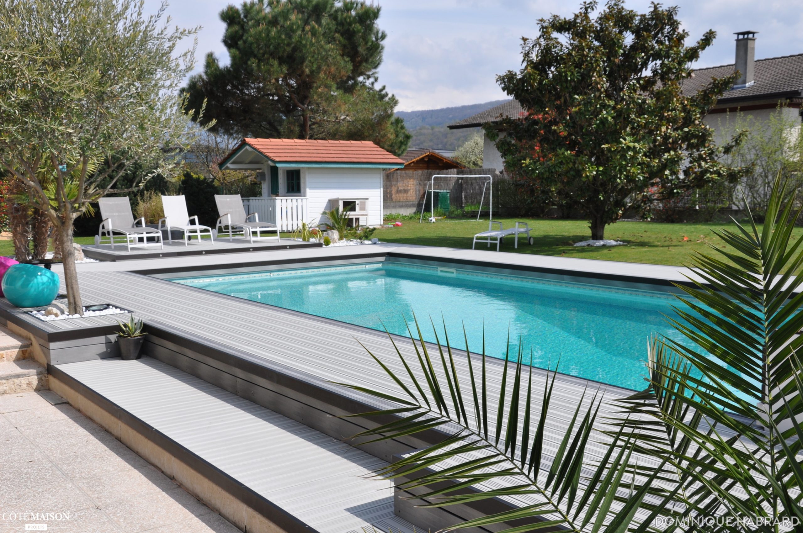 Terrasse Piscine Bois Composite Gris avec Amenagement Tour De Piscine