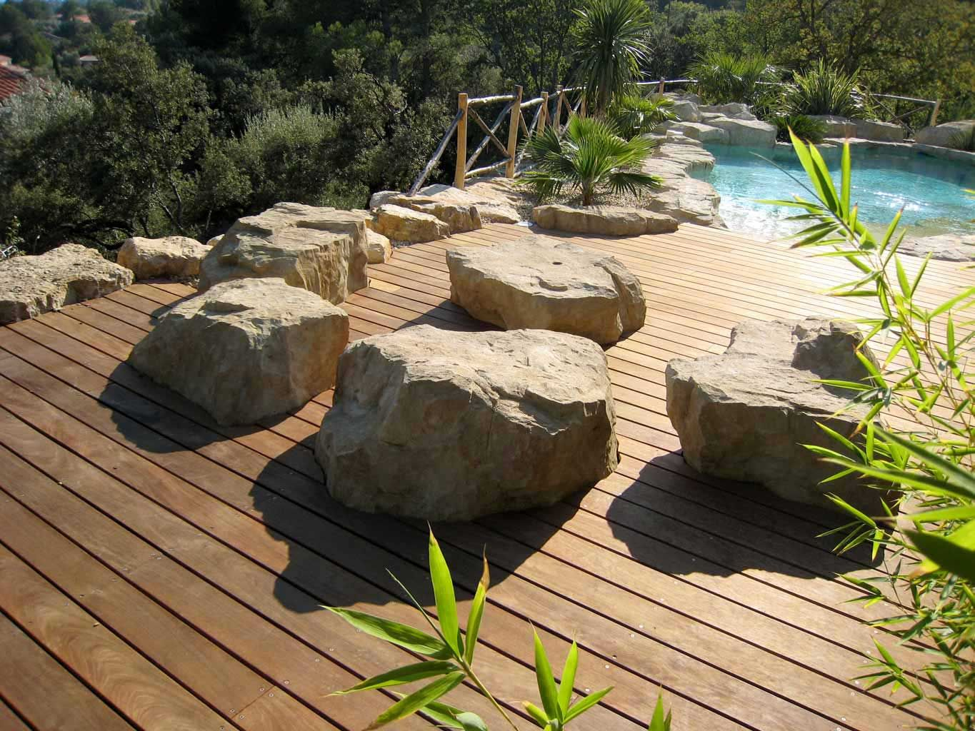 Wooden Terrace Around The Pool In Rocks | Terrasse Bois ... concernant Bois Terrasse Exotique