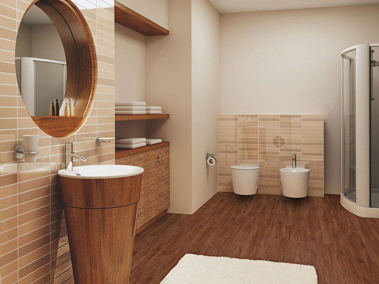 Carrelage Salle De Bain Imitation Bois - 34 Idées Modernes | Bathroom ... dedans Lavabo Salle De Bain Moderne Usage