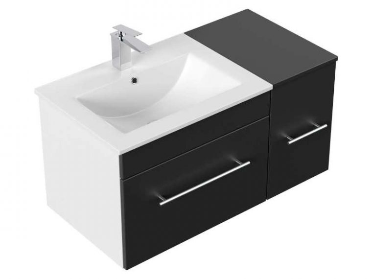 Ensemble De Meubles De Bain Fortuna Noir Satiné Fortuna000103De - Vente ... tout Ensemble Meuble Salle De Bain 45 Cm Profondeur