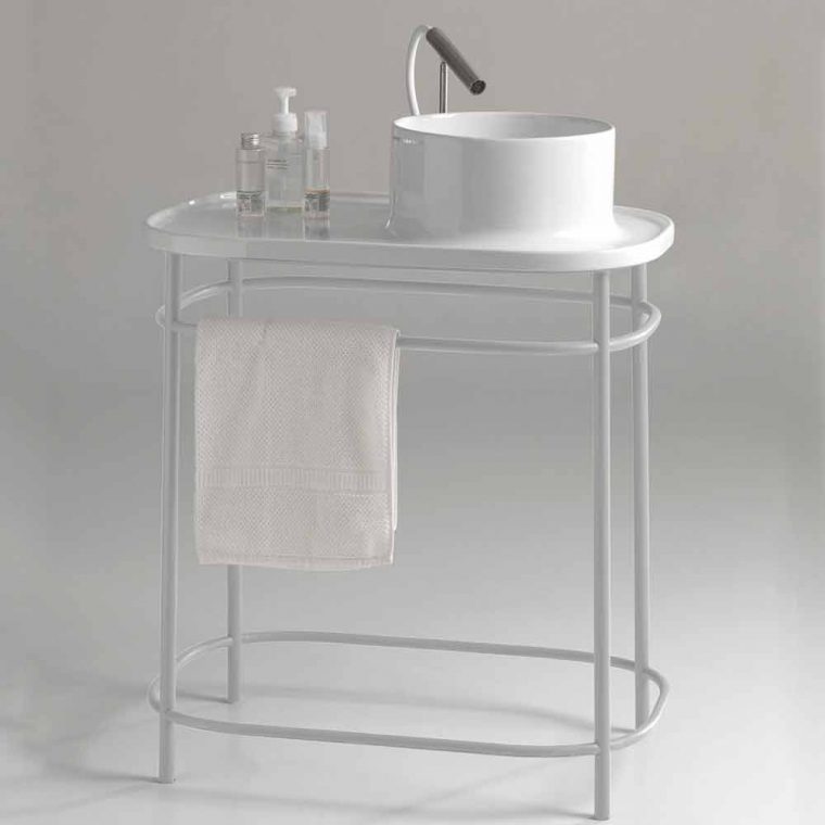 Étagère De Salle De Bain Avec Lavabo Intégré Et Structure Métallique à Lavabo Salle De Bain Moderne Ûber