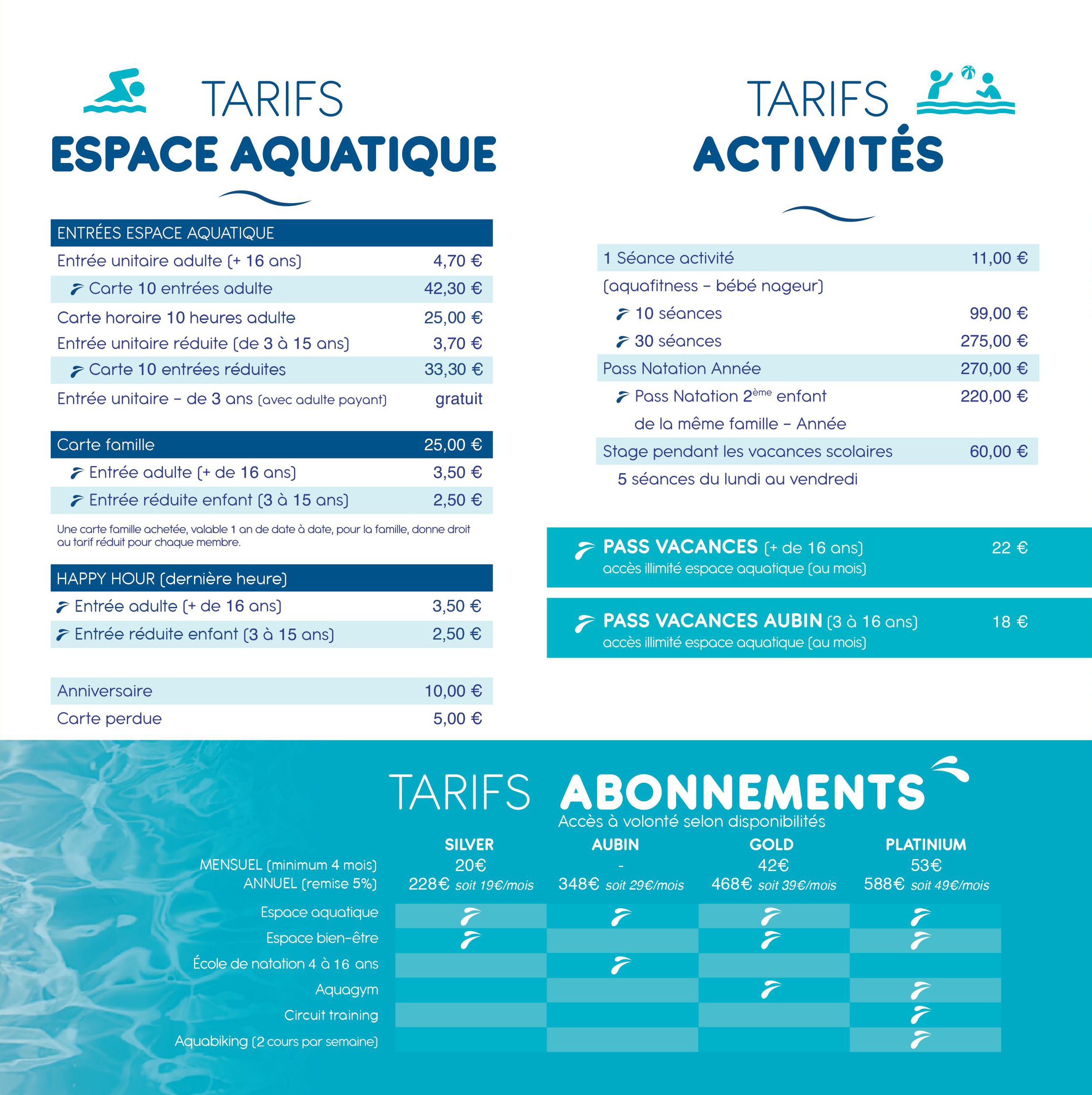 Horaires Et Tarifs - Centre Aquatique Aqualud destiné Horaire Et Tarif Palmilud