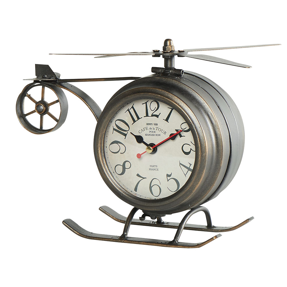 Horloge En Métal Design Vintage En Forme D'Hélicoptère À Petit Prix. dedans Horloge Salle De Bain Design