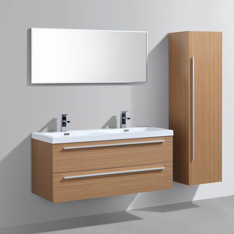 Import&amp;Diffusion - Ensemble Meuble Salle De Bains Double Vasque 120 Cm ... avec Meuble Salle De Bain Pas Cher