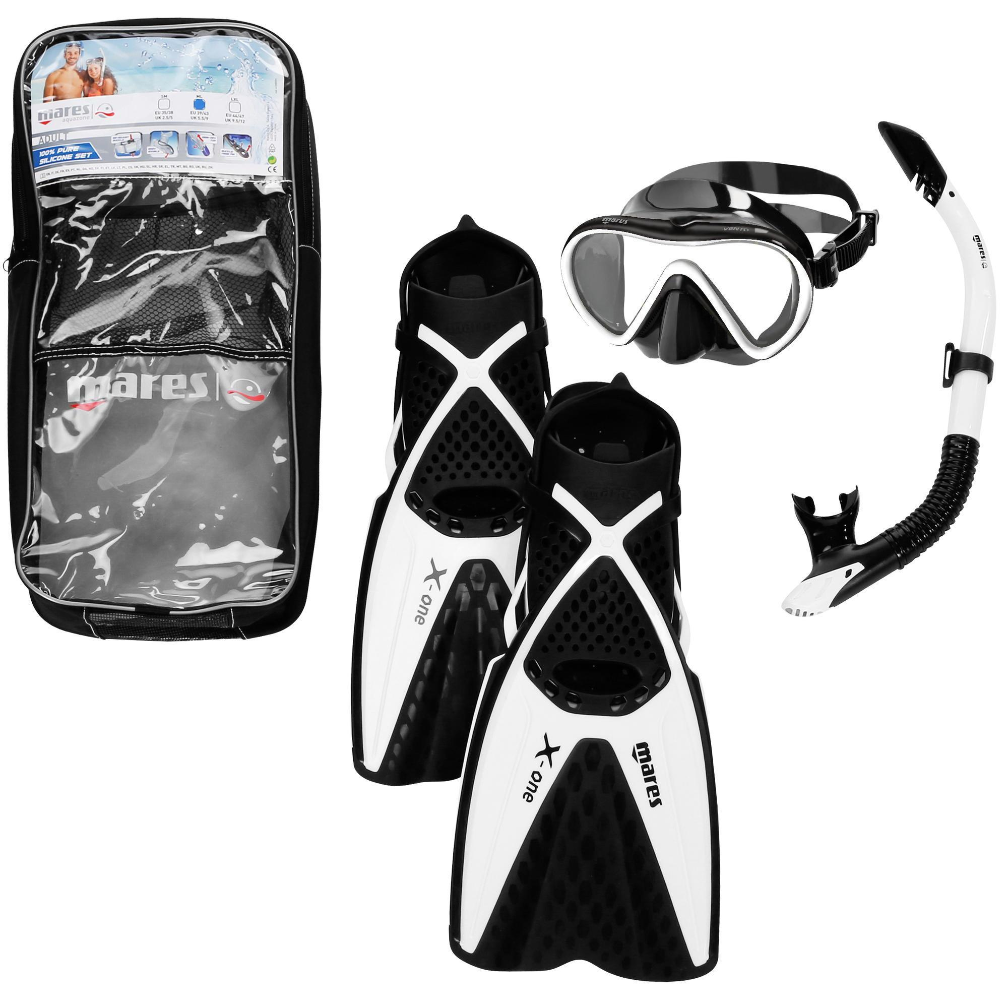 Mares Kit De Snorkeling (Palmes Masque Tuba) X-One Noir Blanc | Decathlon serapportantà Palmes Decathlon