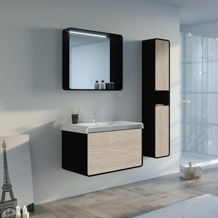 Meuble De Salle De Bain Suspendu 80 Cm, Meuble De Salle De Bain 80 Cm ... intérieur Ensemble Meuble Vasque Salle De Bain 80 Cm