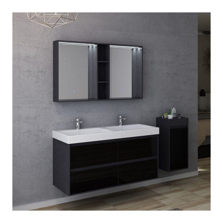 Meuble Double Vasque Brianza 1200 intérieur Salle De Bain Meuble Noir Salle De Bain