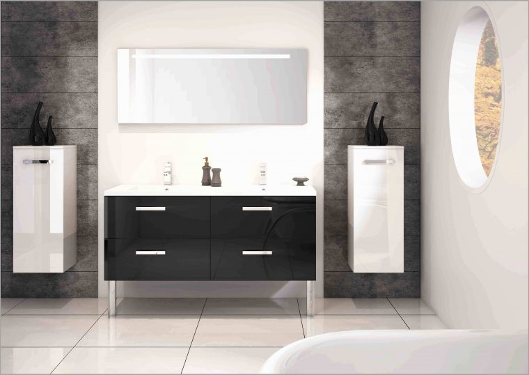 Meuble Haut Salle De Bain Faible Profondeur - Tendancesdesign.fr pour Salle De Bain Meuble Noir Sur Mesure