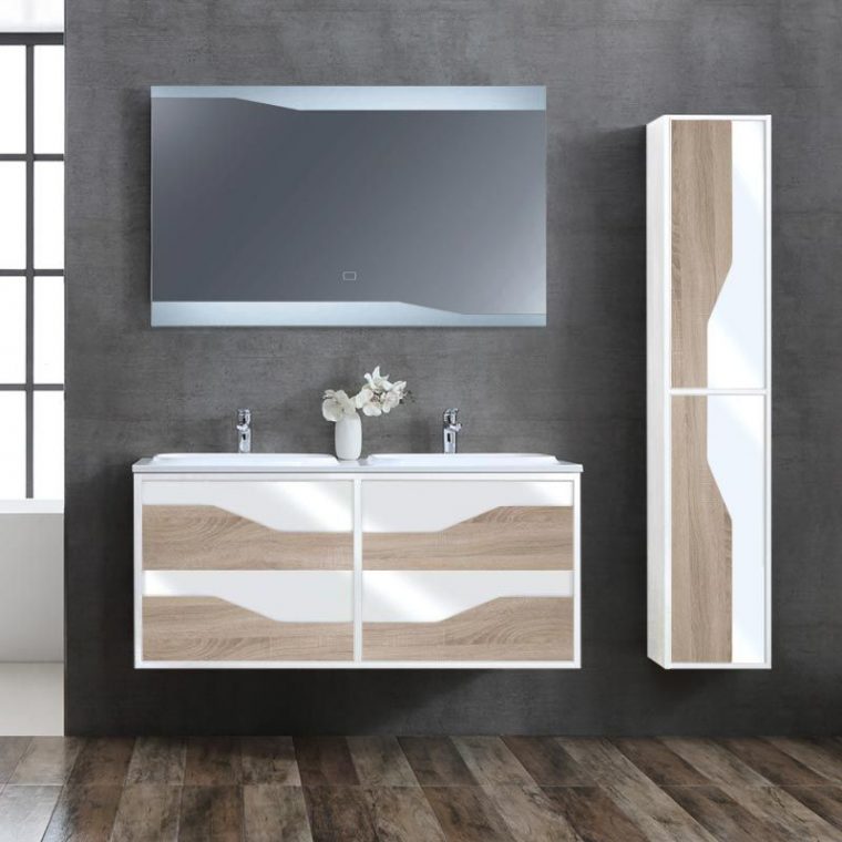 Meuble Salle De Bain Urbino 1200 Scandinave Et Blanc | Meuble Salle De ... avec Salle De Bain Meuble Noir Scandinave