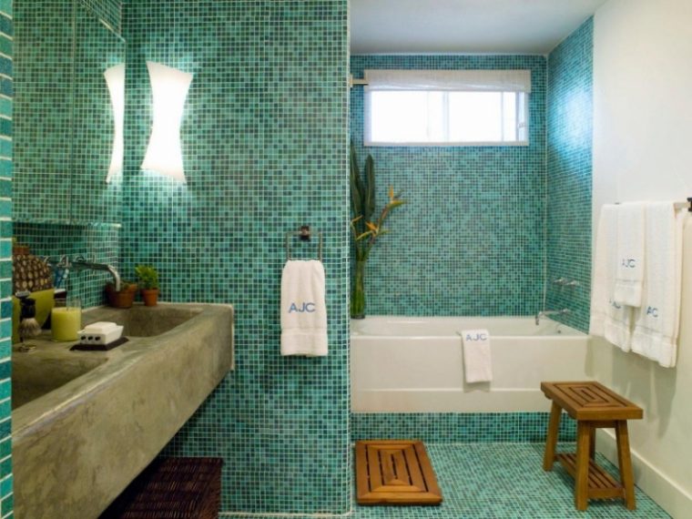 Mosaïque Salle De Bain Verte Et Idées Pour Les Autres Pièces serapportantà Salle De Bain Moderne Verte