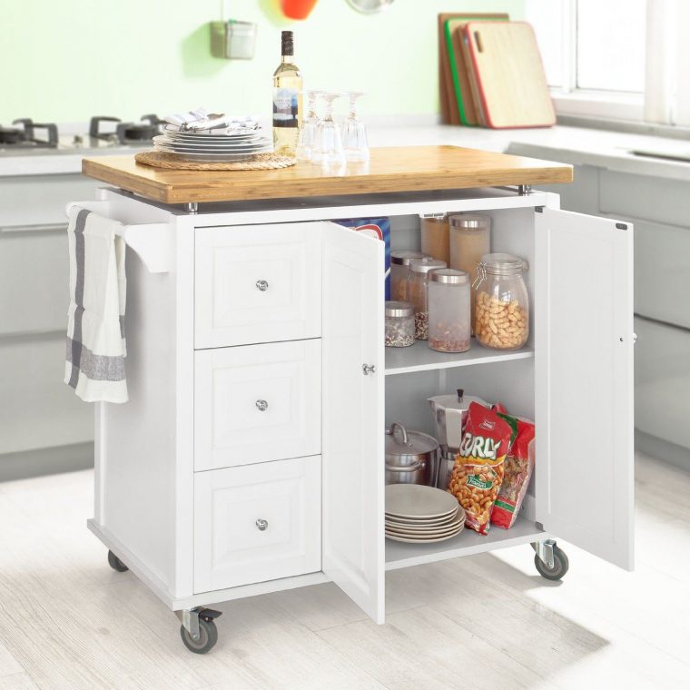 Sobuy Fkw30-Wn Desserte Sur Roulettes, Meuble Chariot De Cuisine De ... pour Amazon Meuble Cuisine