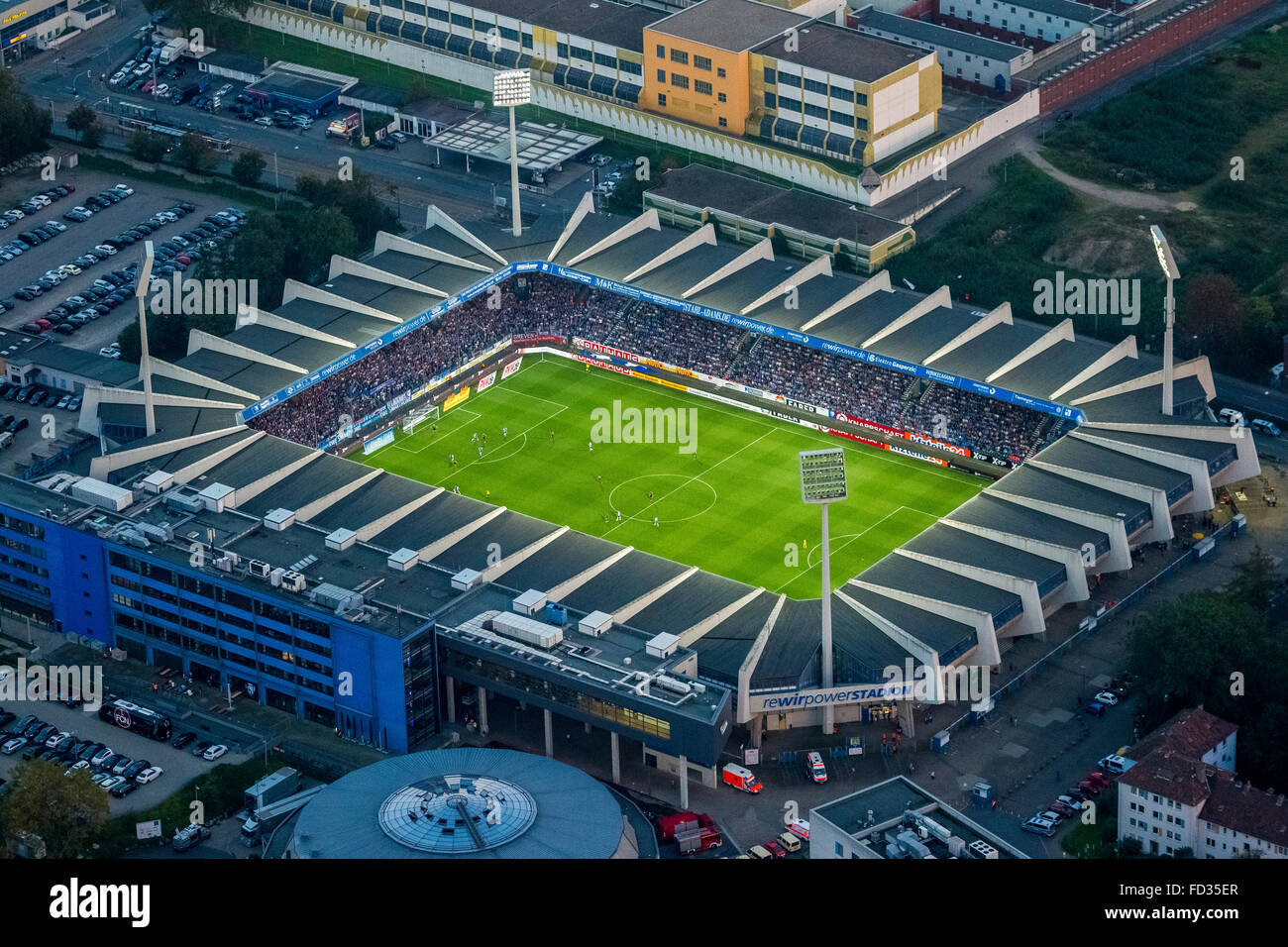 Aerial view, rewirpowerSTADION Bochum VfL Bochum against 1.FC Stock
